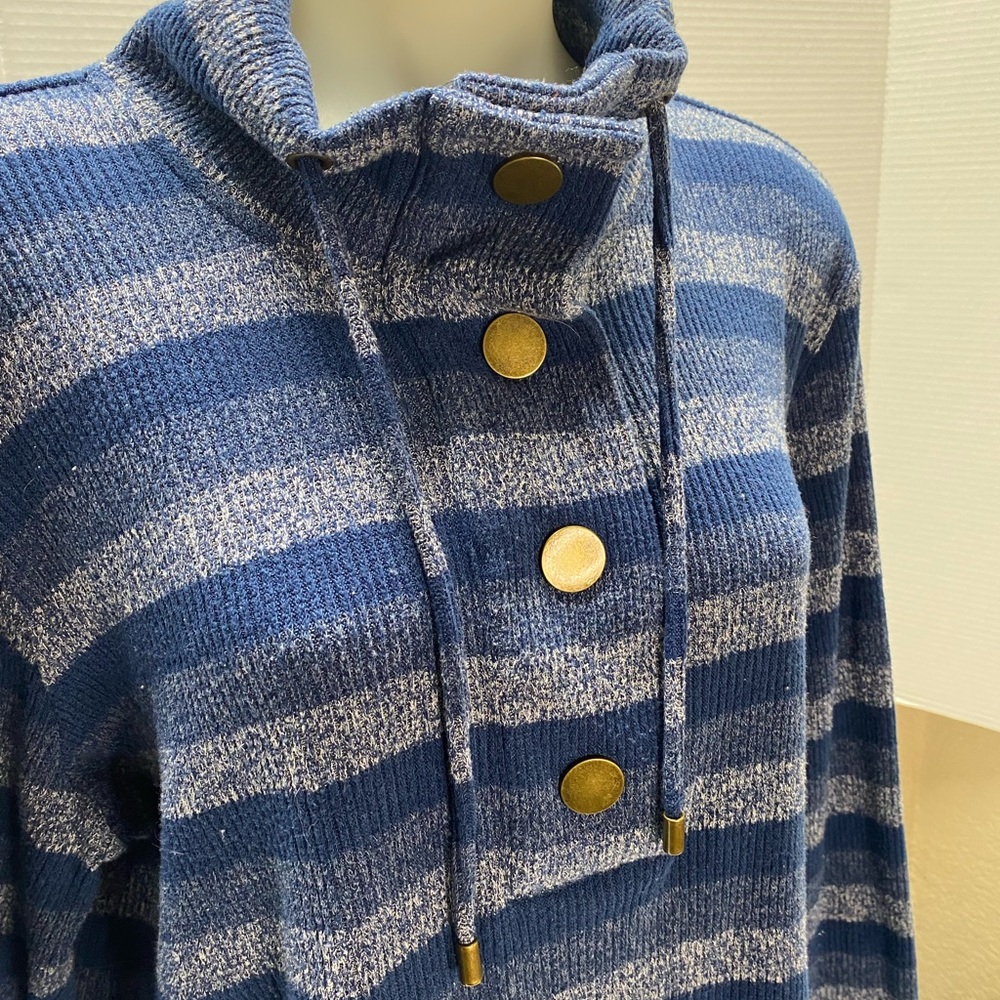 * Ruby Rd. Mens size large button 1/3 front layering pull over sweater striped - Picture 9 of 11